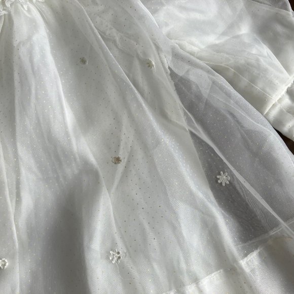 Baby White Nylon Floral Applique Christening Coat - Picture 8 of 12